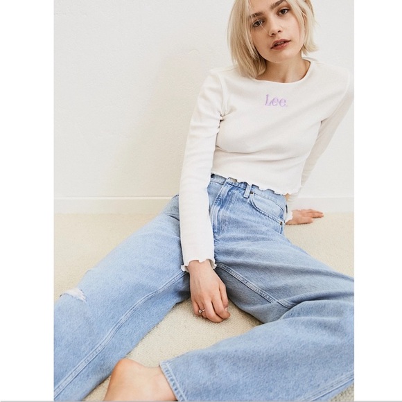 Lee x H&M Collaboration Carpenter Straight Leg Light Blue Jeans Size 6 - Picture 3 of 8